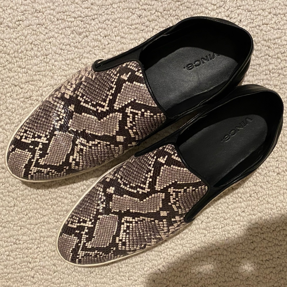Vince Garvey Snake Embossed Leather Black Sneakers